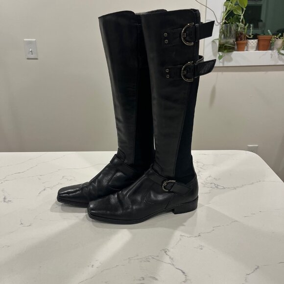 Stuart Weitzman Black leather boots Size 7 M equestrian Style - Picture 6 of 10